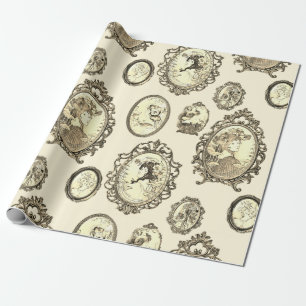 Elegante Vintage Jugendstil-Girls-Blume Geschenkpapier