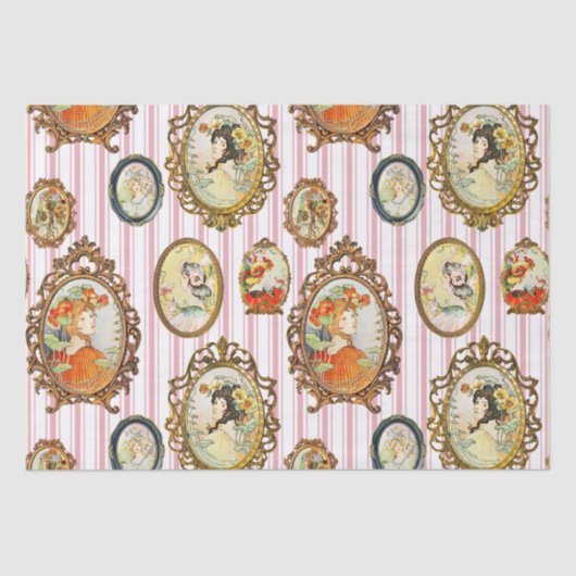 Elegante Vintage Jugendstil-Girls-Blume Seidenpapier (Vorderseite)