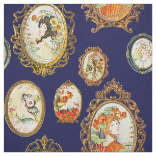 Elegante Vintage Jugendstil-Girls-Blume Stoff