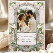 Elegante Vintage Jugendstil-Hochzeit Einladung