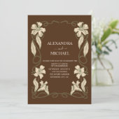 Elegante Vintage Jugendstil-Hochzeit Einladung (Stehend Vorderseite)
