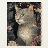 Elegante Vintage Jugendstil-Katze 2024 Planer (Rückseite)