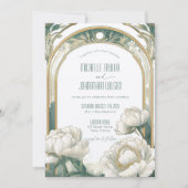 Elegante Vintage Jugendstil Weißer Ponys Mucha Einladung (Vorderseite)