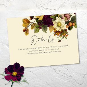 Elegante Vintage-Juwel-Elfenbein-Hochzeit Begleitkarte