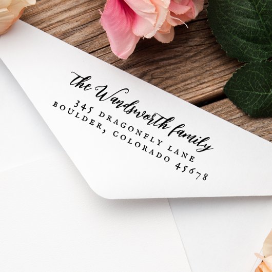 Elegante Vintage Kalligrafie Rustische Rücksendead Gummistempel