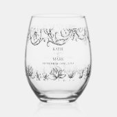 Elegante Vintage Kalligrafie-SkriptWedding Weinglas Ohne Stiel (Vorderseite)