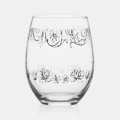 Elegante Vintage Kalligrafie-SkriptWedding Weinglas Ohne Stiel (Links)