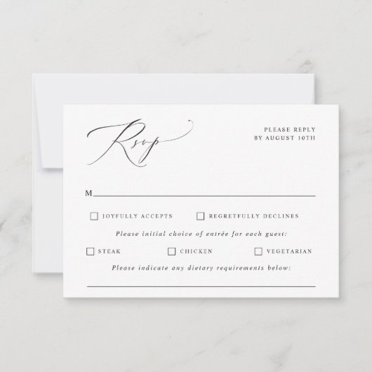 Elegante Vintage Kalligraphie-Hochzeit RSVP Karte (Vorderseite)