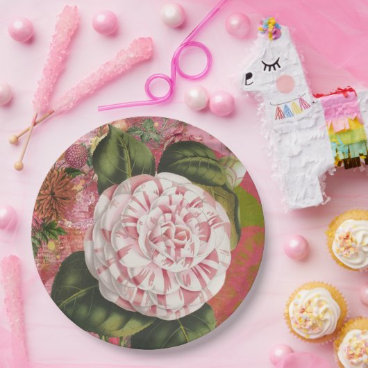 Elegante Vintage Kamelien Pappteller (Party)