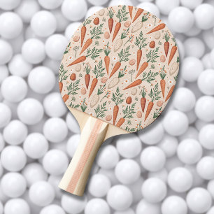 Elegante Vintage-Karotten mit Blüten und kleinen E Tischtennis Schläger
