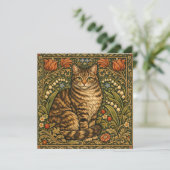 Elegante Vintage-Katze floral botanisch (Stehend Vorderseite)
