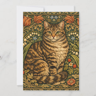 Elegante Vintage-Katze floral botanisch Einladung