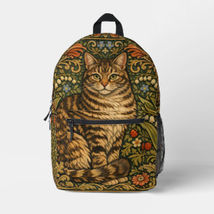 Elegante Vintage-Katze, florales Botanisches Bedruckter Rucksack
