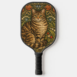 Elegante Vintage-Katze, florales Botanisches Pickleball Schläger