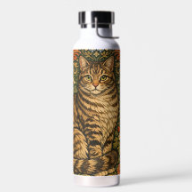 Elegante Vintage-Katze, florales Botanisches