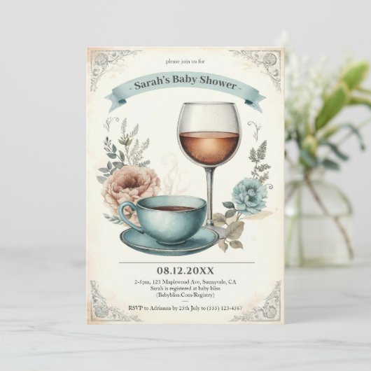 Elegante Vintage Kinderdusche Einladungen für Jung (Stehend Vorderseite)