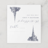 Elegante Vintage Kirche Platzkarte (Außenseite Aufgefaltet)