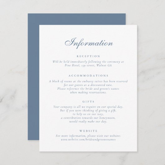 Elegante Vintage klassische Hochzeitsinformationen Einladung (Vorne/Hinten)