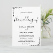 Elegante Vintage Klassische Script Hochzeit Einladung (Stehend Vorderseite)