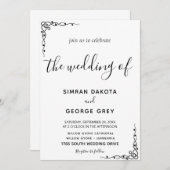 Elegante Vintage Klassische Script Hochzeit Einladung (Vorne/Hinten)