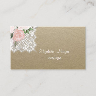 Elegante Vintage, Kraft, Spitzen, Aquarellfarben-B Visitenkarte
