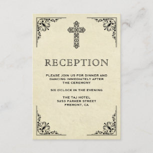 Elegante Vintage-Kreuz-Christliche-Hochzeitsempfan Begleitkarte