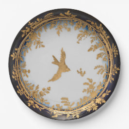 Elegante Vintage-Kunst Goldener Vogel Schwalbe Pappteller