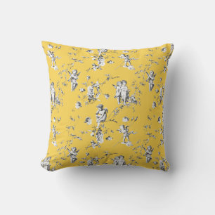 Elegante Vintage Kupiden Engel Blume Gelb Kissen