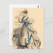 Elegante Vintage Lady Postkarte (Vorne/Hinten)