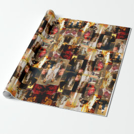 Elegante Vintage Ladys Collage Geschenkpapier