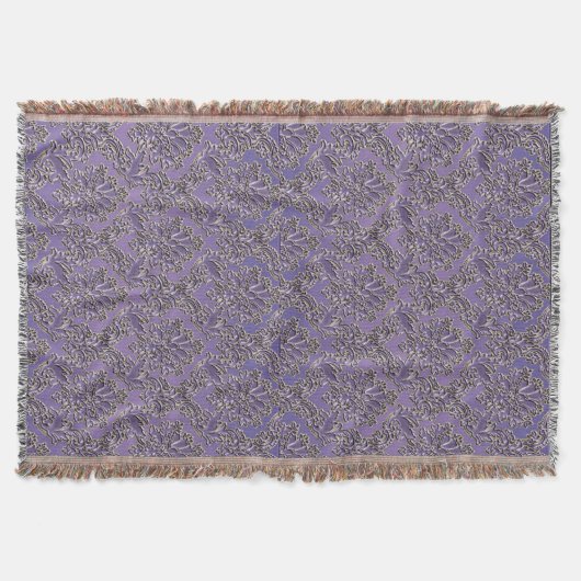 Elegante Vintage Lavendel-Damastthrow-Decke Decke (Vorderseite)
