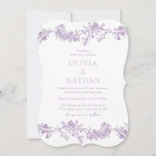 Elegante Vintage-Lavendel-Violette-Floral-Hochzeit Einladung
