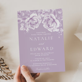 Elegante Vintage Lavendelhochzeit Einladung