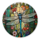 Elegante Vintage Libelle Art boho chic botanisch Keramikknauf (Vorderseite)