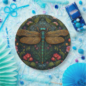 Elegante Vintage-Libelle Boho-Botanik Pappteller (Party)