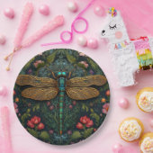 Elegante Vintage-Libelle Boho-Botanik Pappteller (Party)