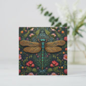 Elegante Vintage Libelle boho botanisch Einladung (Stehend Vorderseite)