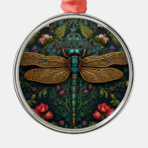 Elegante Vintage-Libelle boho botanisch Ornament Aus Metall