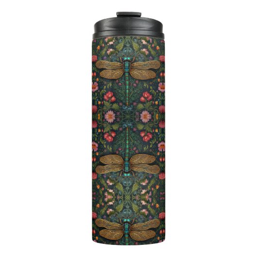 Elegante Vintage Libelle boho botanisch Thermosbecher (Vorderseite)