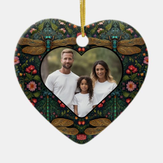 Elegante Vintage Libelle botanisch Keramik Ornament (Vorne)