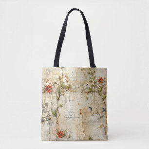 Elegante Vintage-Liebensnotiz Floral Tasche