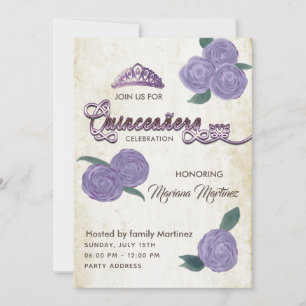 Elegante Vintage lila Aquarellfarben Rose Ruhe Einladung