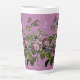 Elegante Vintage Lila Flora Latte Große Tasse
