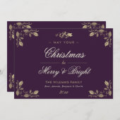 Elegante, Vintage Lila Foto Weihnachtskarten Feiertagskarte (Vorne/Hinten)