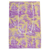 Elegante Vintage, lila-gelbe Jouy-Toile Mittlere Geschenktüte (Rückseite)