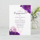 Elegante Vintage Lila Rose Engagement Partei Einladung (Stehend Vorderseite)