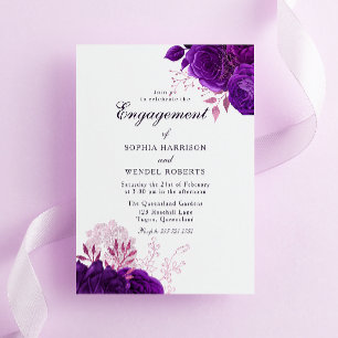 Elegante Vintage lila Rosen-Verlobungsparty Einladung