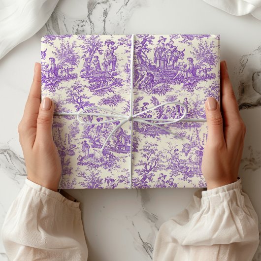 Elegante Vintage lila Toile de jouy Geschenkpapier
