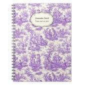 Elegante Vintage lila Toile de jouy klein Notizblock (Vorderseite)