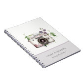 Elegante Vintage Lilac Floral Camera Fotografie Notizblock (Rechte Seite)